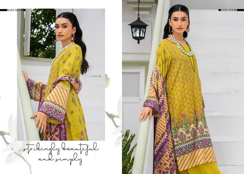 Ladies unstitched Lawn 3pc Nigaar Vol-10 by Safa Noor 1