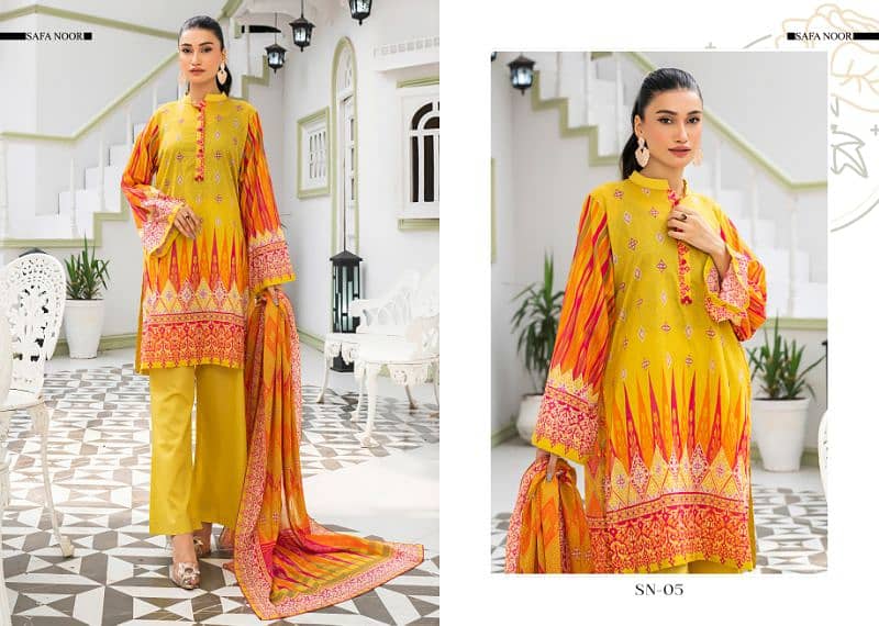 Ladies unstitched Lawn 3pc Nigaar Vol-10 by Safa Noor 4