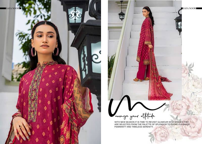 Ladies unstitched Lawn 3pc Nigaar Vol-10 by Safa Noor 7