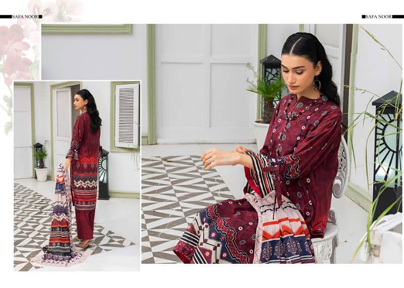 Ladies unstitched Lawn 3pc Nigaar Vol-10 by Safa Noor 9