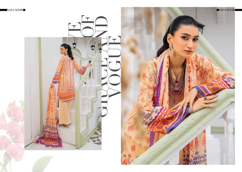 Ladies unstitched Lawn 3pc Nigaar Vol-10 by Safa Noor 10