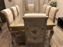 Versace Dining Set 8 Chairs White