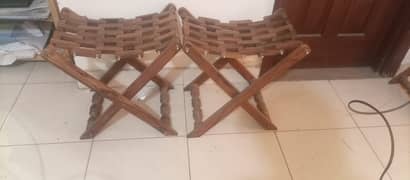 wood folding stools x2 and chairs x2(Pair)|sheesham wood | 03007684429