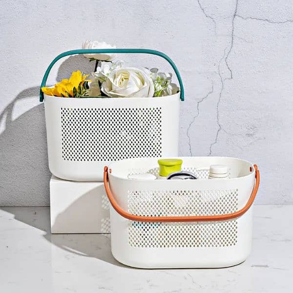 Basket simple with handle thickened plastic bath basket fruit basket 1