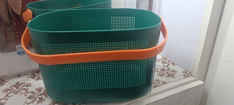 Basket simple with handle thickened plastic bath basket fruit basket 7