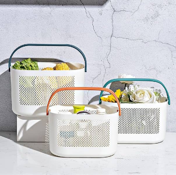 Basket simple with handle thickened plastic bath basket fruit basket 9