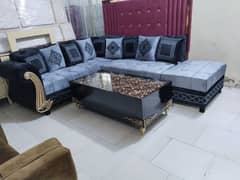 L shape sofa - 6 seater sofa set - velvet stuff