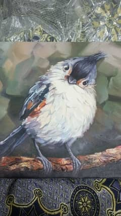 Oil paint texture bird painting