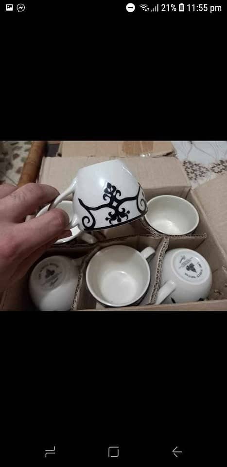 California white horse tea cups saucers set 7