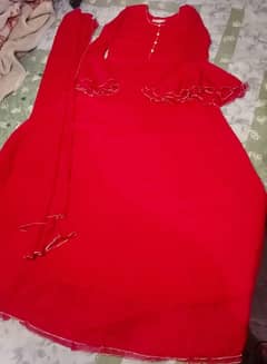 2 piece red long frock