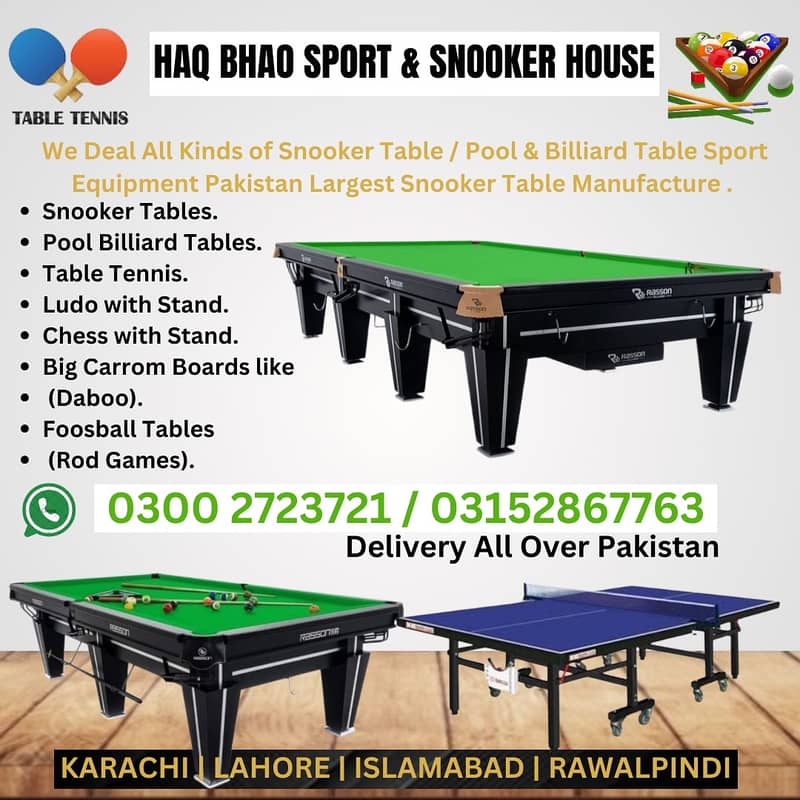 SNOOKER TABLE / BILLIARDS / SNOOKER CUSE / TENNIS TABLE / 8 POOL BALLS 0