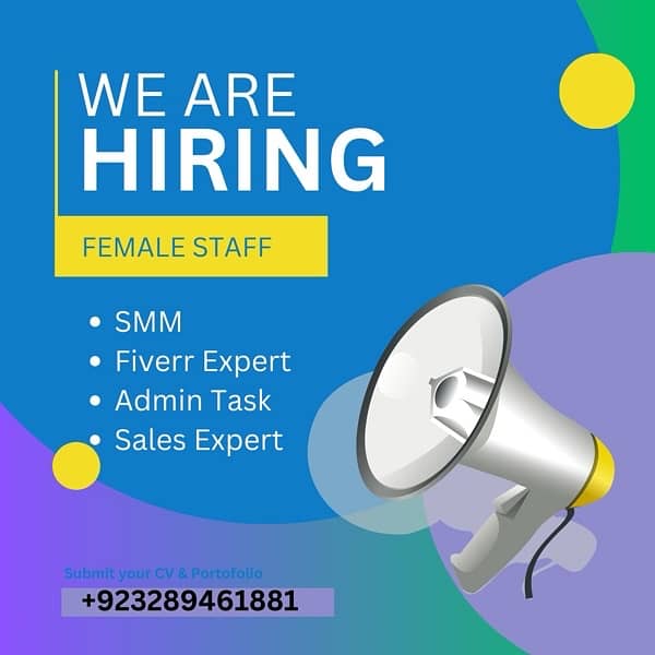 Need Female staff for digital marketing, sales, admin tasks 0