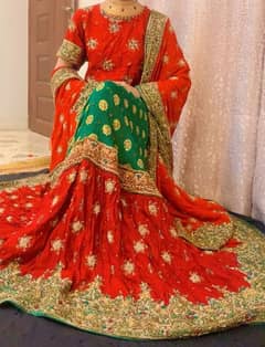 Elegant Bridal wear for sale- Stunning Red & Green Lehenga