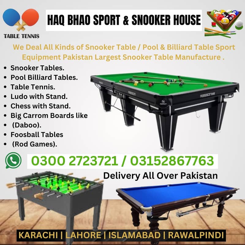 Pool Table / Snooker Table / Table Game / Patti / Rod Game / Foot ball 0