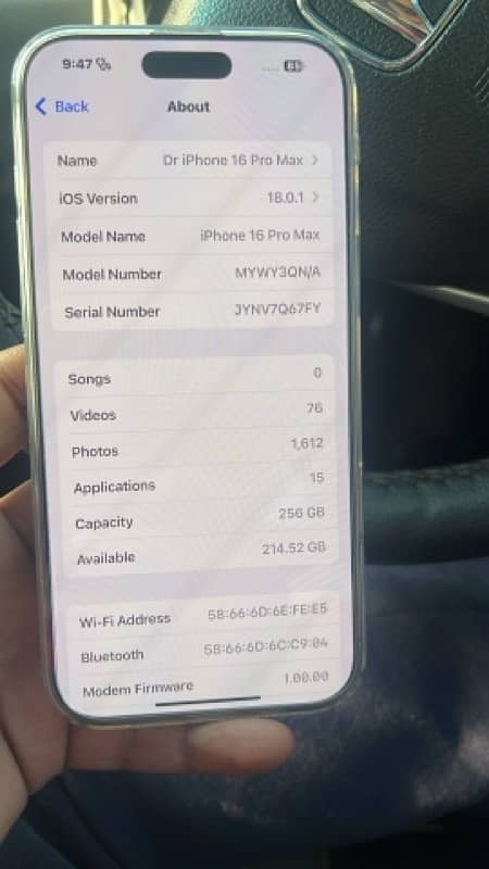 iphone 16 pro max 256gb full sim time 6 cycles 1