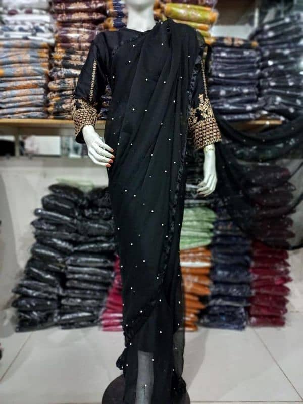 women's silk sequins embroided stitched saree available 2