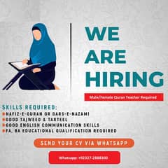 Online Quran Tutor Required Male and Female