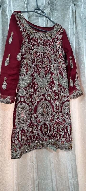 Barat Bridal Dress(mehroon colour)/2-3 hours used only 4