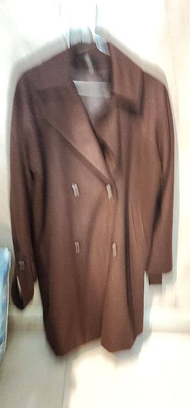 Dark brown Unisex wool long coat 1