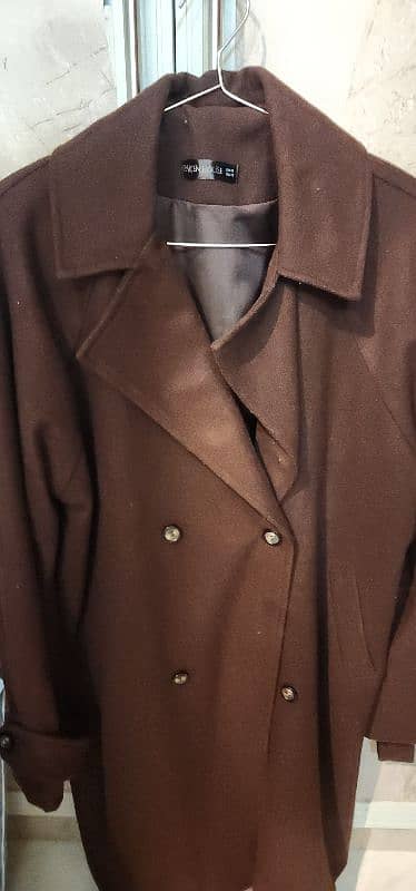 Dark brown Unisex wool long coat 2