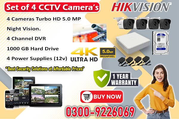 4 CCTV Cameras Set In DHA (HIK Vision) 0