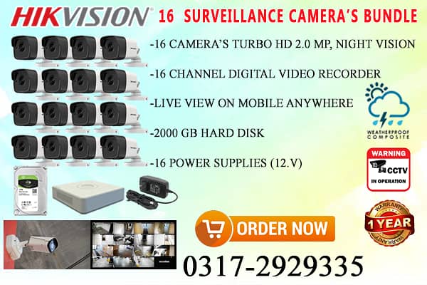 16 CCTV Cameras Bundle Brand HIKVision 0