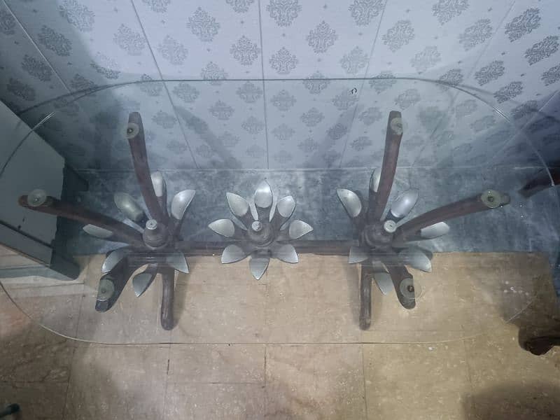 wooden table with mirror top 2