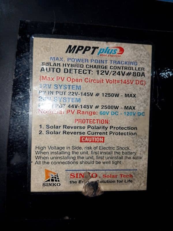 sinko mppt charge controller for sale 1.5 year use . 2