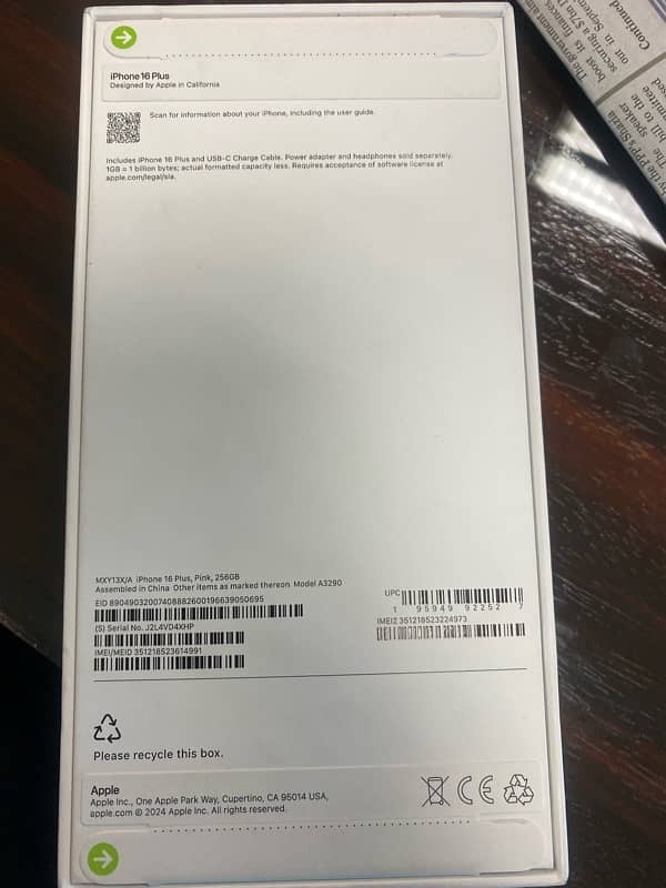 Iphone 16 plus box packed 256 Gb Pta Approved 2