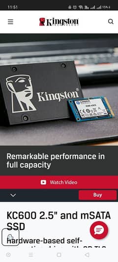 Kingston SSD KC600 256GB 2.5 Inch SATA3