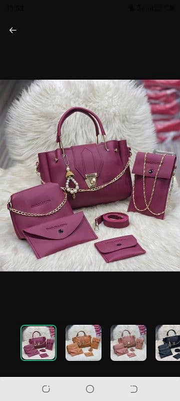 Stylish Faux Leather Hand Bags Set for Girls -5 Pcs Collection 0