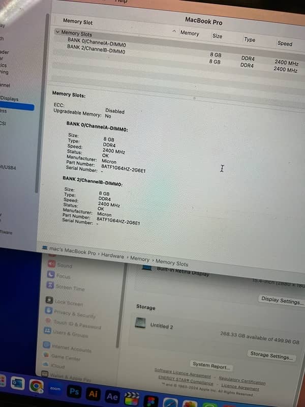 Macbook pro 2019 i9 16gb 500gb 4gb amd graphics card 9