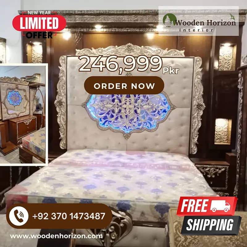 Bed Set/ King Size bed /wooden bed /double bed /poshish bed/furniture 9