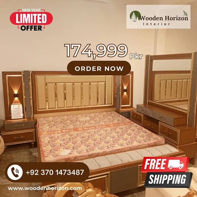 Bed Set/ King Size bed /wooden bed /double bed /poshish bed/furniture 10