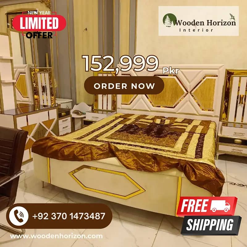 Bed Set/ King Size bed /wooden bed /double bed /poshish bed/furniture 11