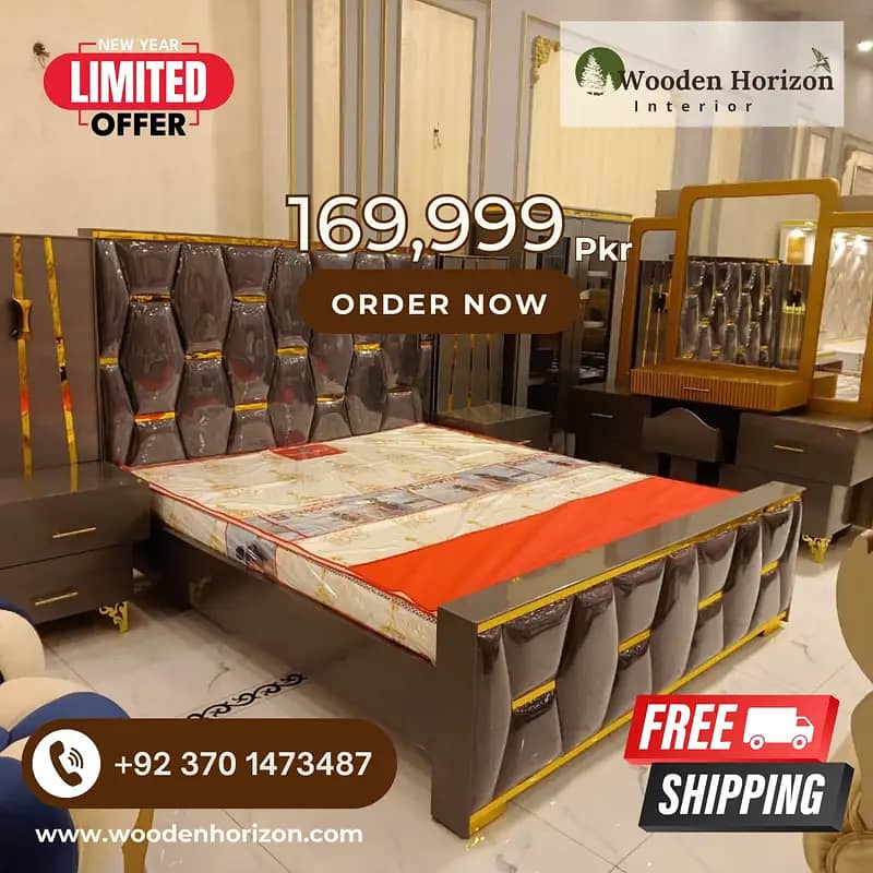 Bed Set/ King Size bed /wooden bed /double bed /poshish bed/furniture 12