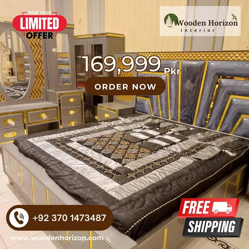 Bed Set/ King Size bed /wooden bed /double bed /poshish bed/furniture 14