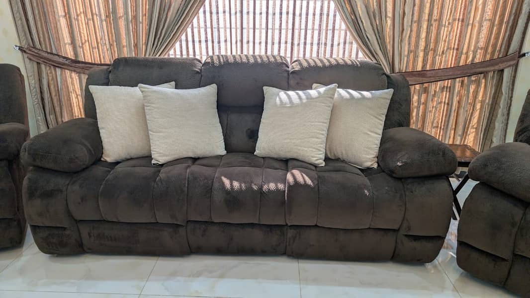 7 - Seater Recliner Sofa Set Teddy Bear Relaxing Cloth 0