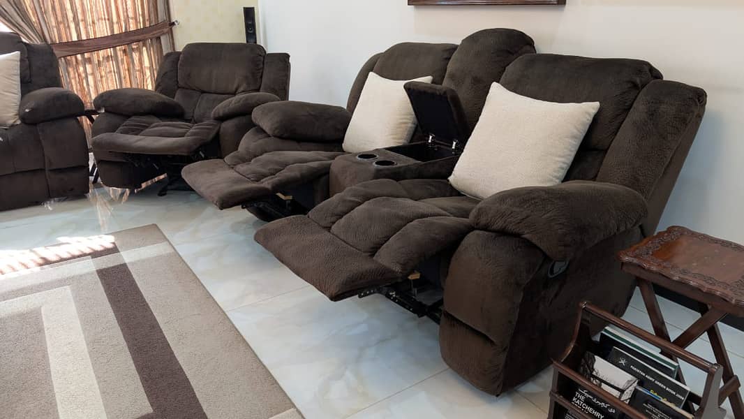 7 - Seater Recliner Sofa Set Teddy Bear Relaxing Cloth 4