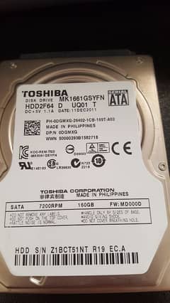 Toshiba Disk Drive 160gb