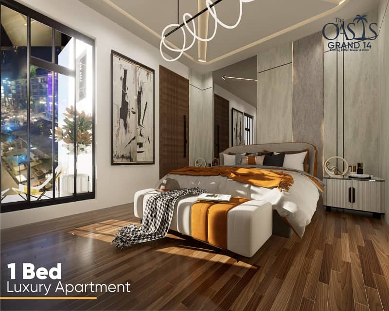 One Bed Apartment For Sale On Easy Instalment Plan Facing Park, Fountains & Eiffel Tower Bahria Town Lahore 1