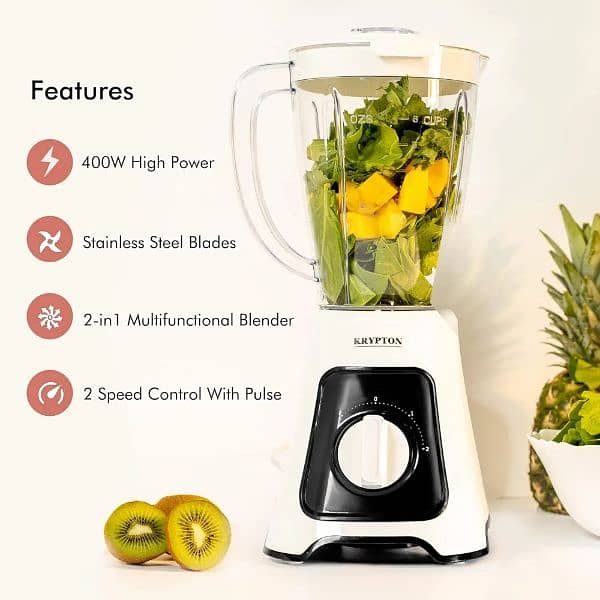 Krypton 2-in-1 Blender- KNB6125| 400W Powerful Copper Motor 1