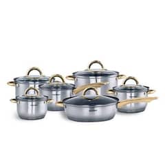 KAISERHOFF 12PCS S/S COOKING SET - HEAVY DUTY/HIGH QUALITY POLISH