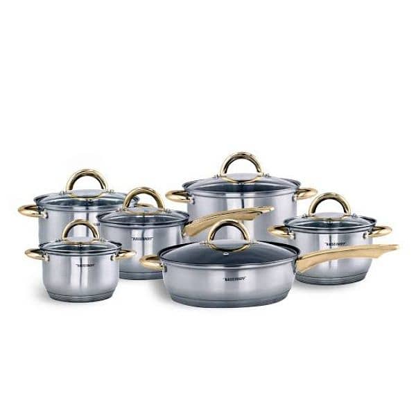 KAISERHOFF 12PCS S/S COOKING SET - HEAVY DUTY/HIGH QUALITY POLISH 0