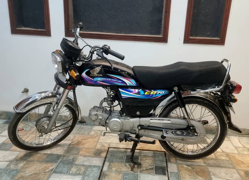 Honda CD 70 Black 07-2024 Golden Number 0