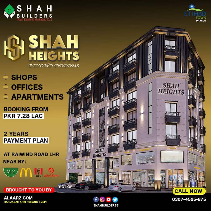 FLAT AVAILABLE FOR SALE WITH 2.5 YEARS INSTALLMENT PLAN IN SHAH HEIGHTS ETIHAD TOWN PHASE 1 RAIWIND ROAD LAHORE. 9