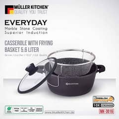 MULLER KITCHEN DIE CAST CASSEROLE WITH FRYING BASKET 5.6L