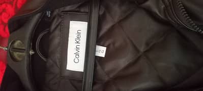 calvin klein full zip leather jacket