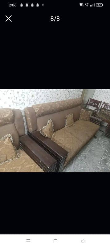 7 seater sofa with strong wood . dining table with akhrot wood. cofee t 2