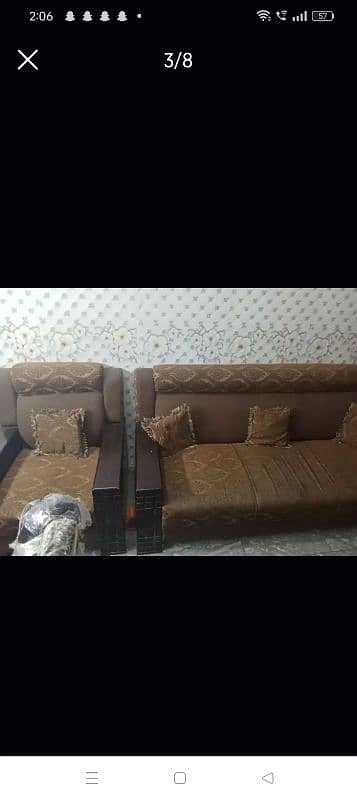 7 seater sofa with strong wood . dining table with akhrot wood. cofee t 3